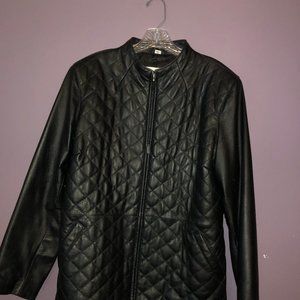 Jacket black leather zip up
